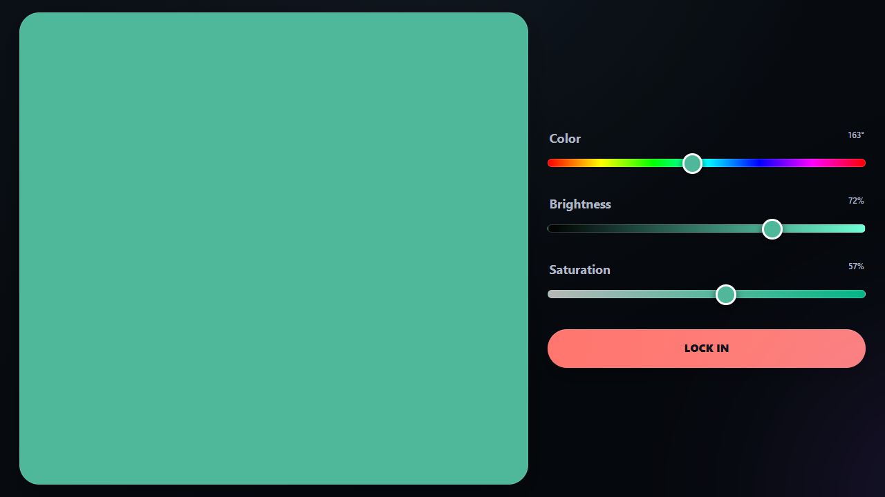 True Color color-memory screen with color, brightness and saturation controls.